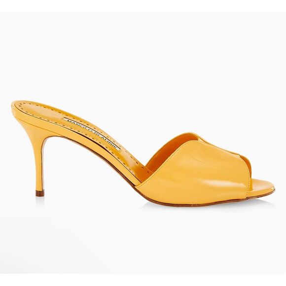 Manolo Blahnik Houramu 70MM Patent Leather Mules